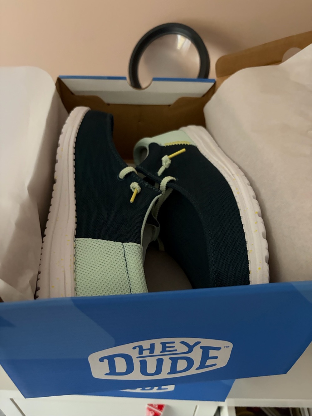 Hey Dude Men's Lightweight Navy and Mint Casual Sneakers